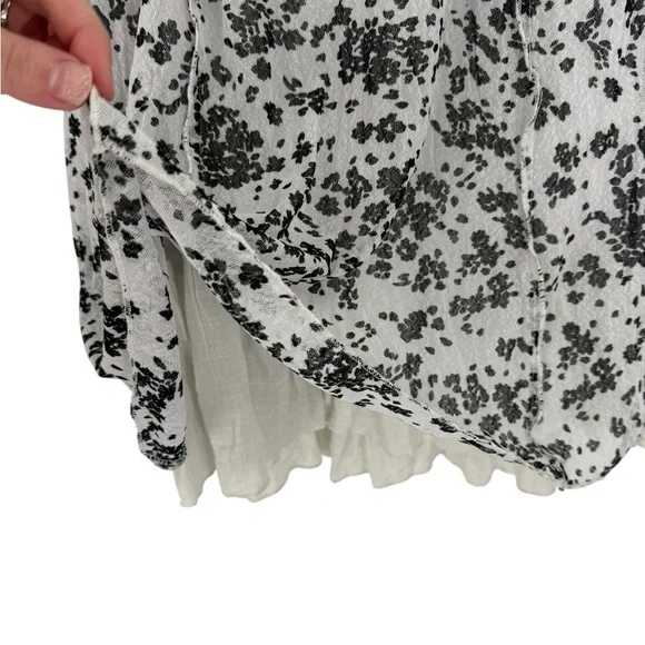 Fleur de Lis Layered Mixed-Print Boho Art Tunic Dress Floral & Polka Dot - Picture 3 of 11